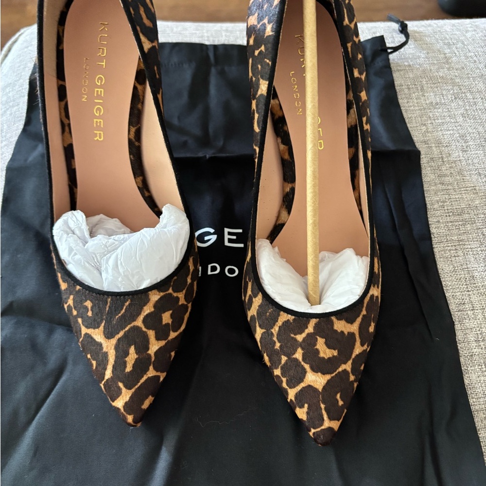 Kurt Geiger Leopard-Print Pointed Pumps in Brown and Black